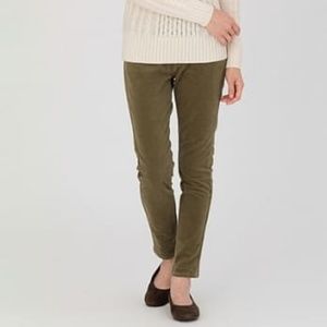 Muji Organic Cotton Corduroy Skinny Jeans in Olive